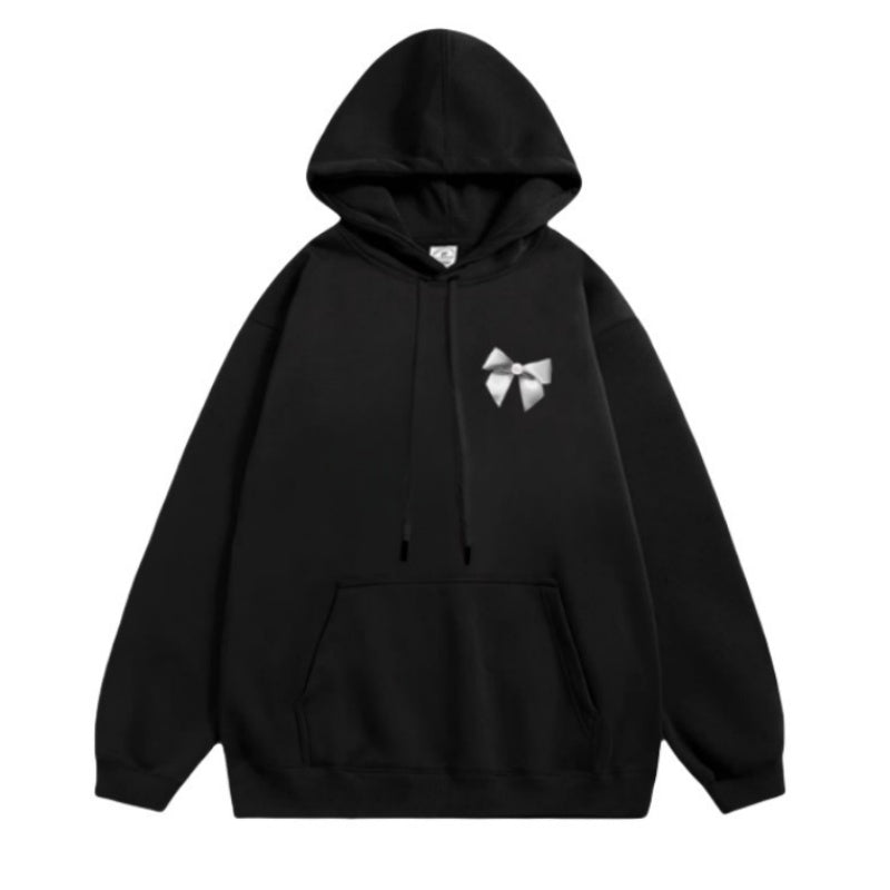 Elegant Black Bow Hoodie