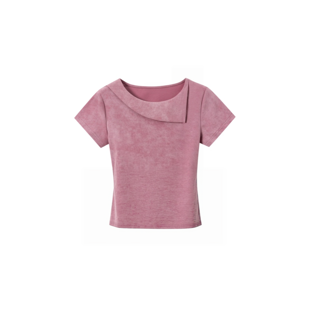 Dusty Rose Modern Collar T-Shirt